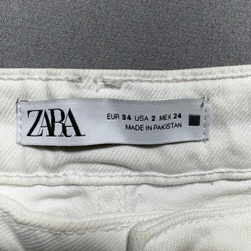 Zara Womens High Rise Slim Mom Leg Ankle Comfort Jeans White Size 2 NEW - Picture 2 of 16
